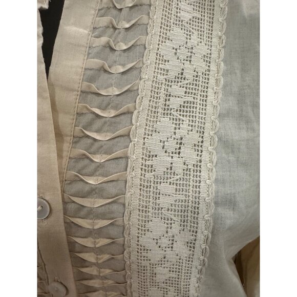 NWT Coldwater Creek Ivory Cottage Peasant Romantic Embroidered Lace Tunic Top L - Picture 10 of 11
